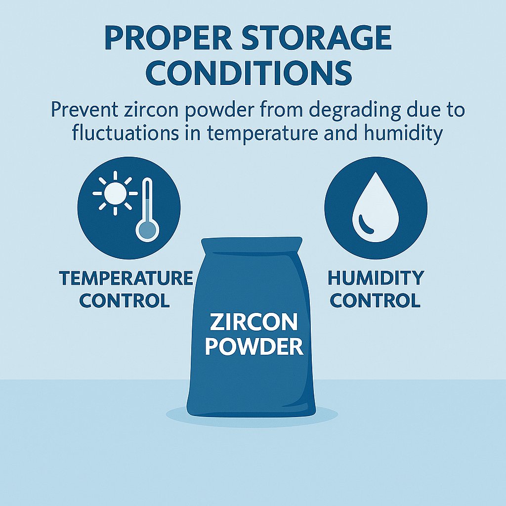 Proper storage conditions prevent degradation of zircon powder due to temperature and humidity fluctuations.