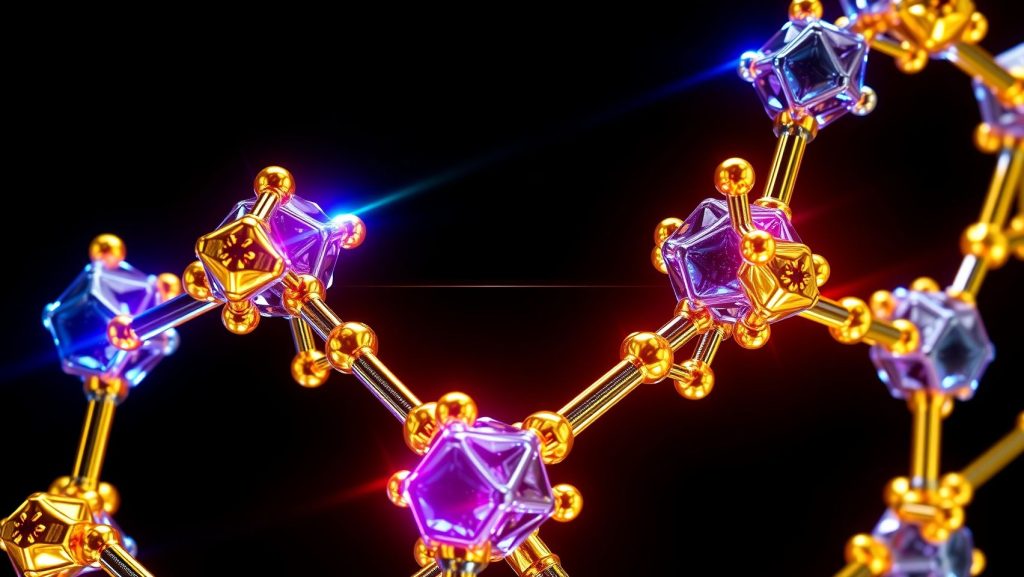 This image shows the tetragonal crystal structure of zirconium silicate, highlighting the SiO₄ tetrahedra and ZrO₈ polyhedra arrangement that creates its stable lattice configuration.