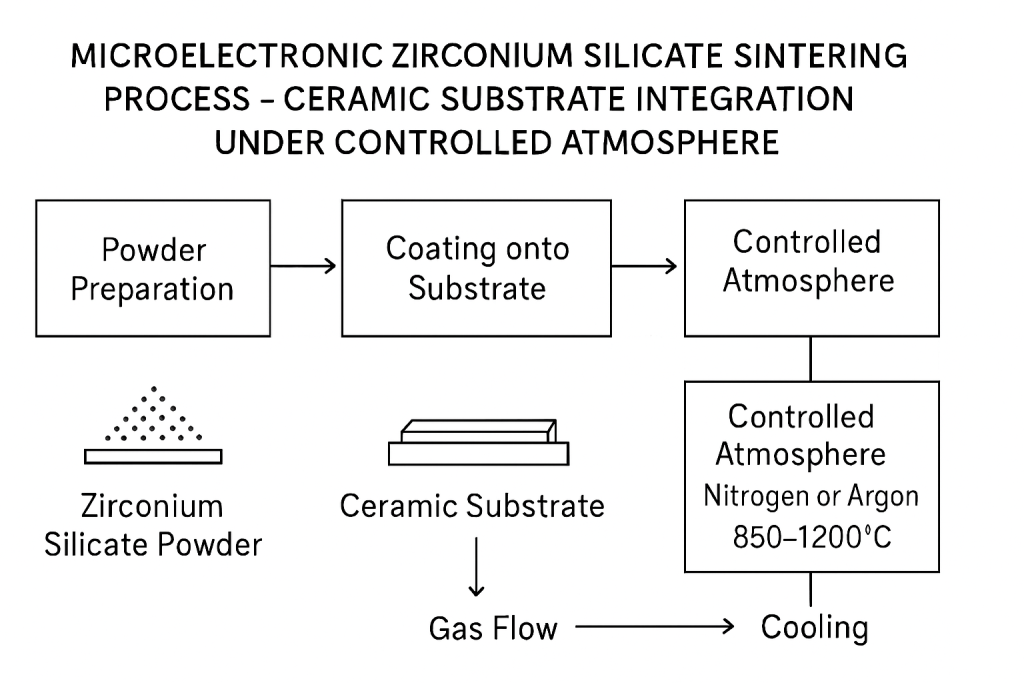 Sintering zirconium silicate powder into ceramic substrates under controlled atmospheres.