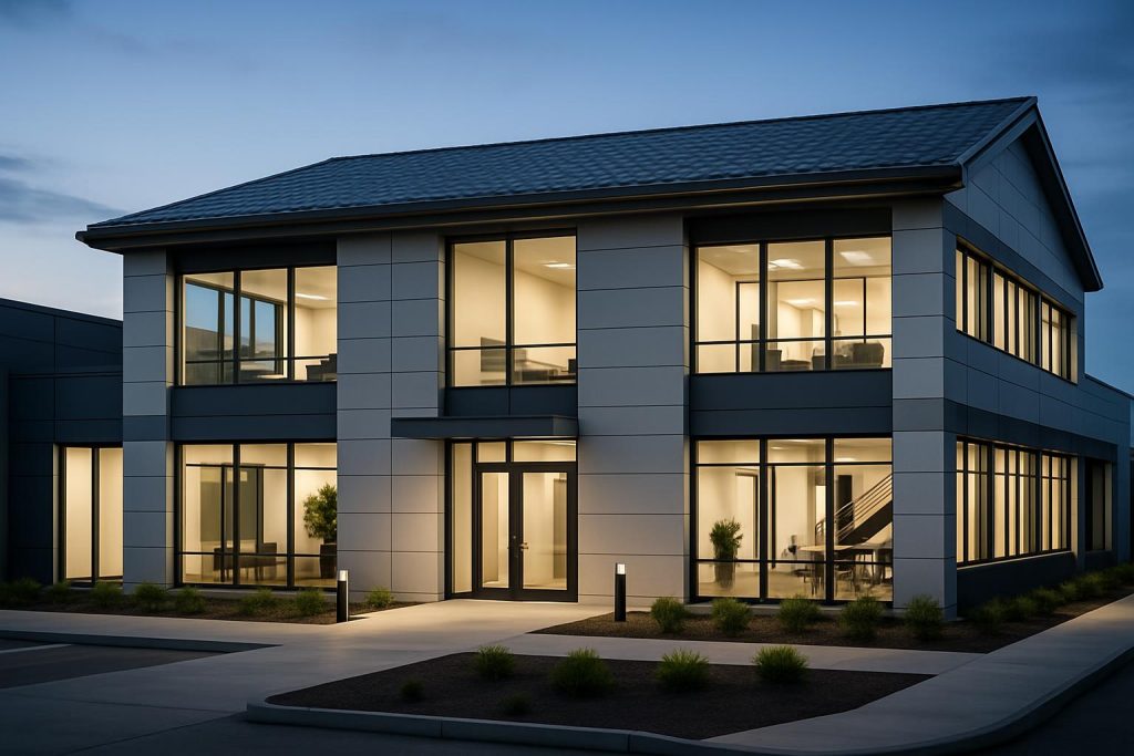 Modern sustainable building with zirconium silicate materials
