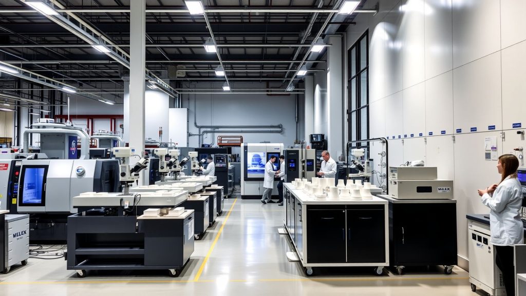 Dental technician designing precise zirconium silicate restorations using advanced CAD/CAM technology in modern laboratory