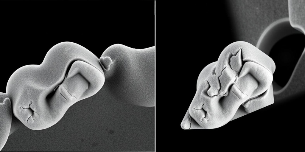 Microscopic visualization of zirconium silicate material structure showing the molecular arrangement that enhances dental applications