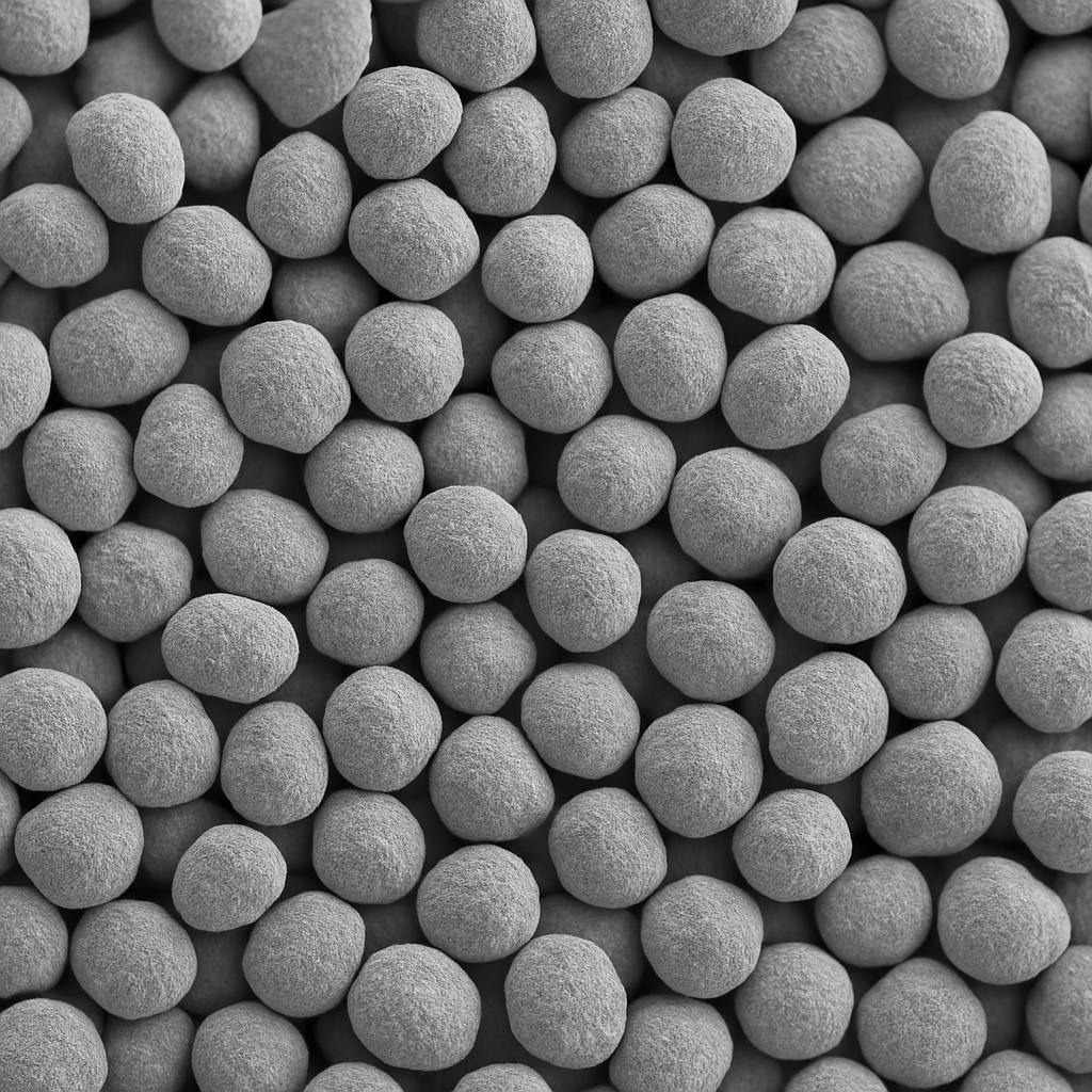 Microscopic view of zircon powder particles