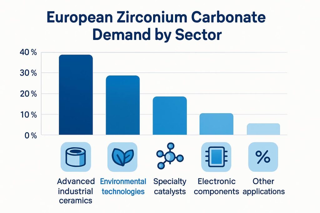 Global zirconium carbonate market growth drivers showing application sectors and regional demand patterns