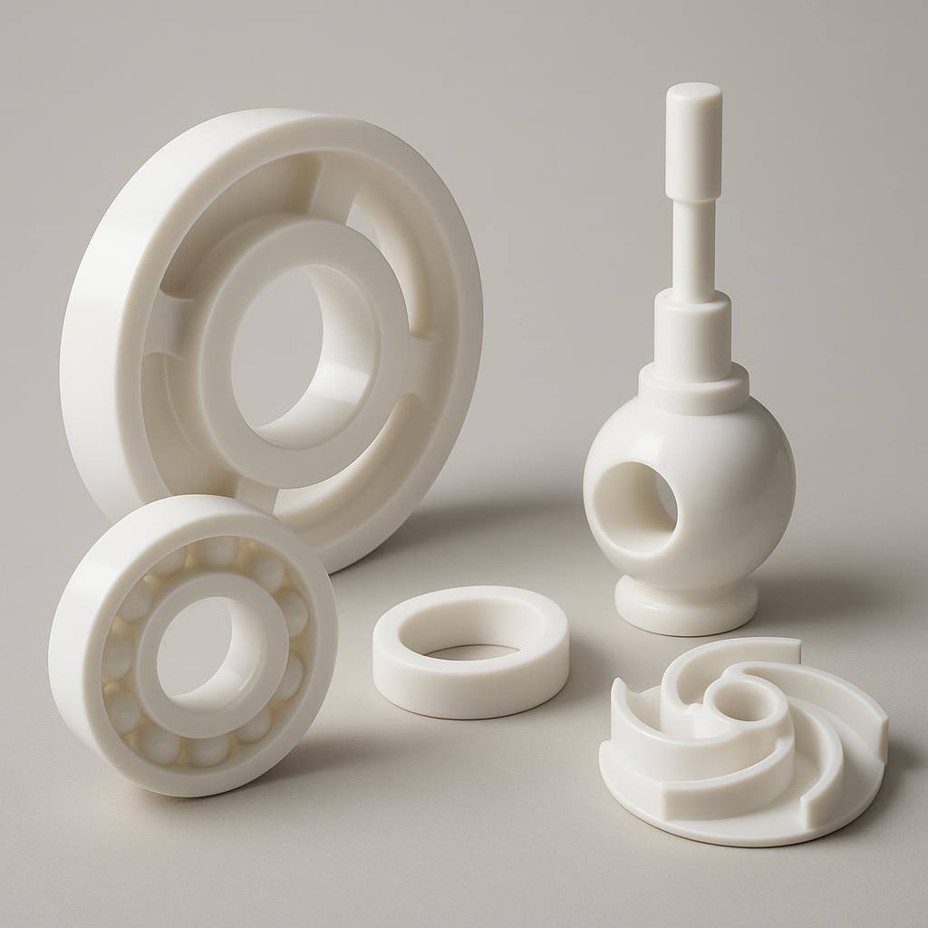 Zirconia mechanical components showing superior wear resistance compared to traditional materials