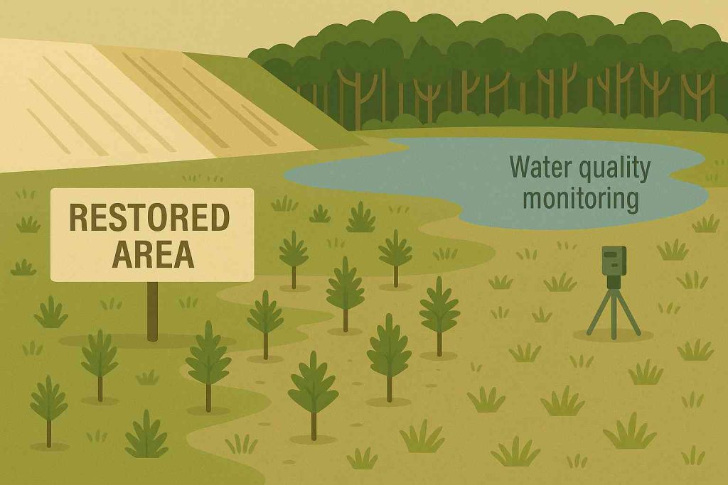 Wastewater discharge from zircon sand mining site into nearby water