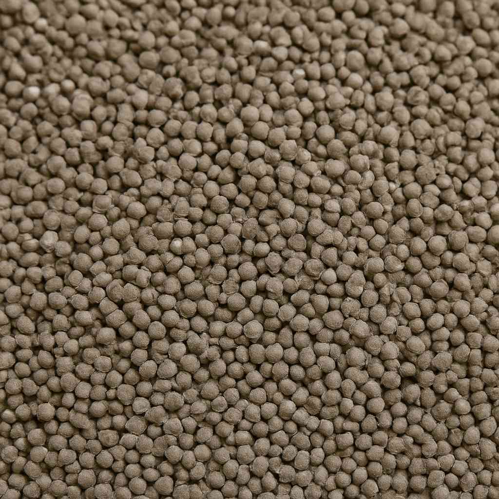 High-resolution close-up of uniform zircon sand granules used in casting.