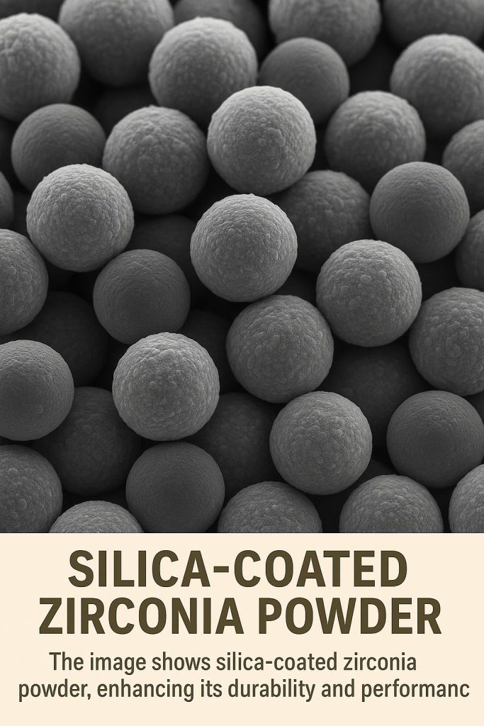 This image shows silica-coated zircon powder that enhances its durability and performance in composites.