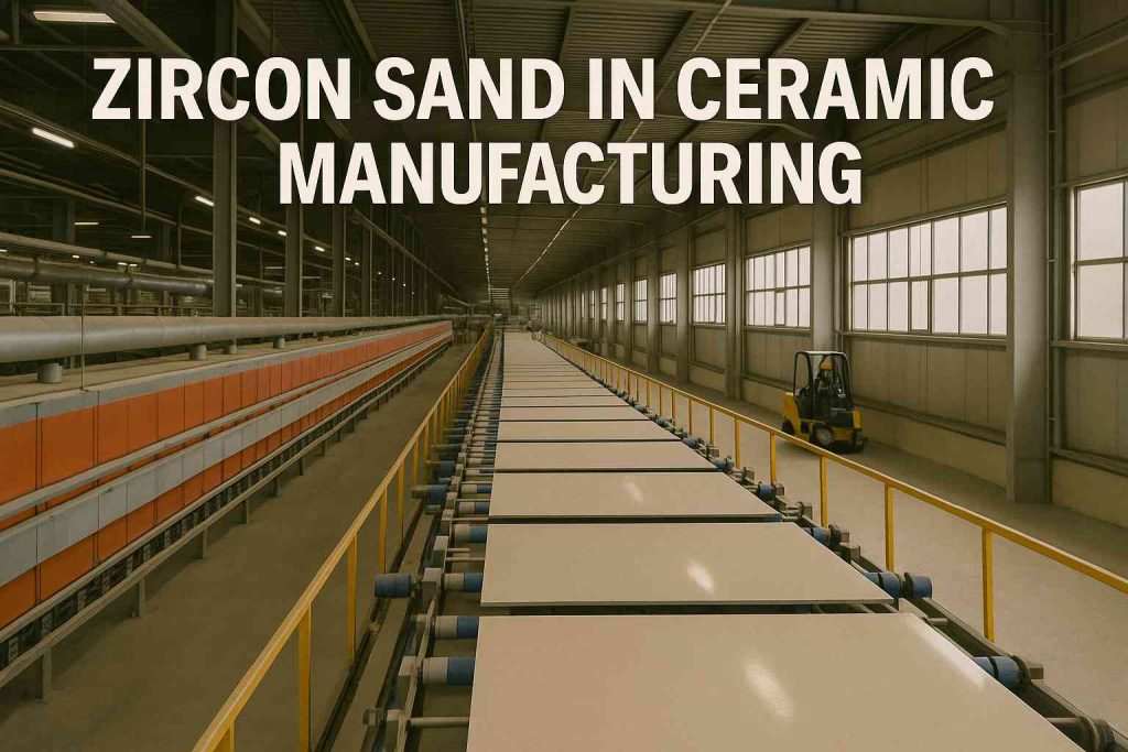 Ceramic manufacturing plant processing materials made from high-purity zircon sand.