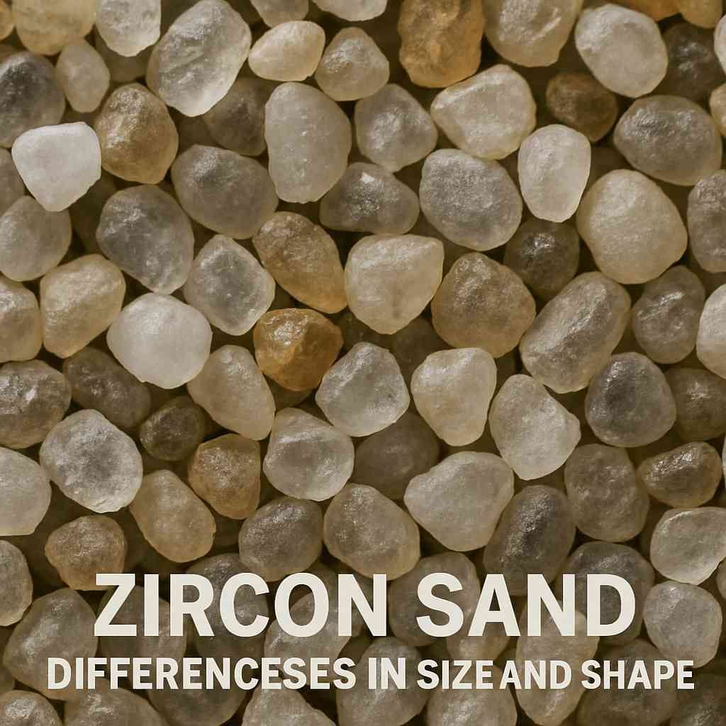 A close look at zircon sand grains, highlighting differences in size and shape that affect performance.