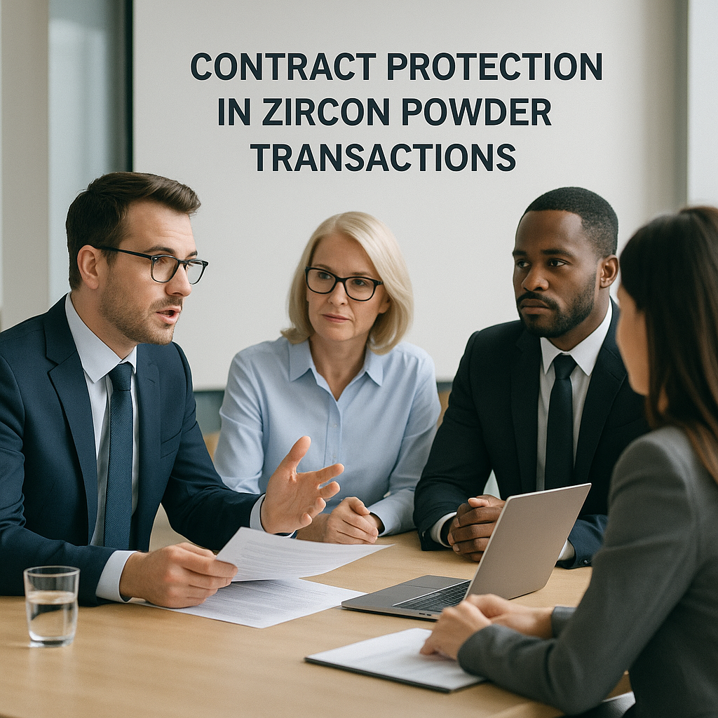 Image of international trade meeting discussing zircon powder contracts