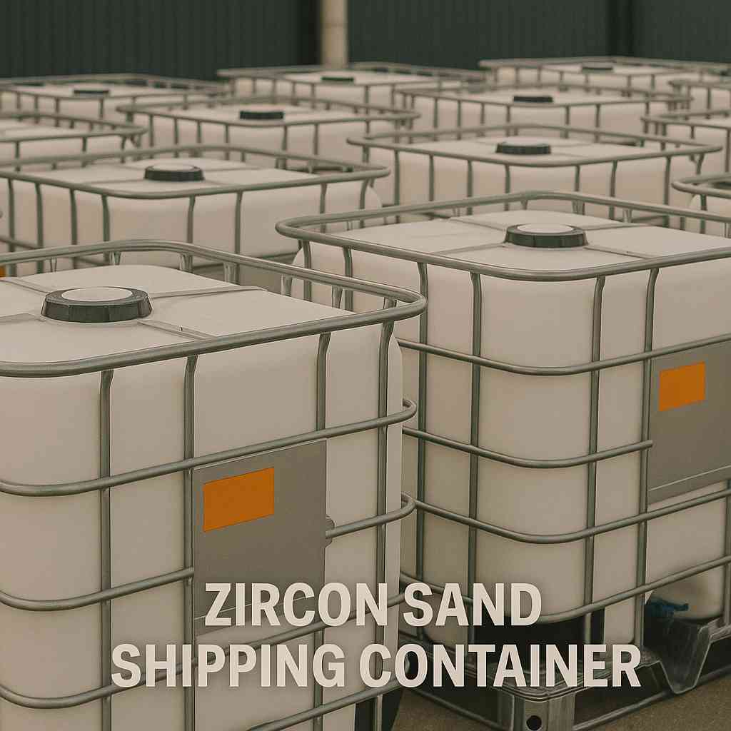 This image shows zircon sand loaded for transport in large sealed containers.