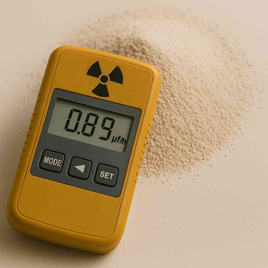 This image shows common instruments for radiation measurement in zircon handling.