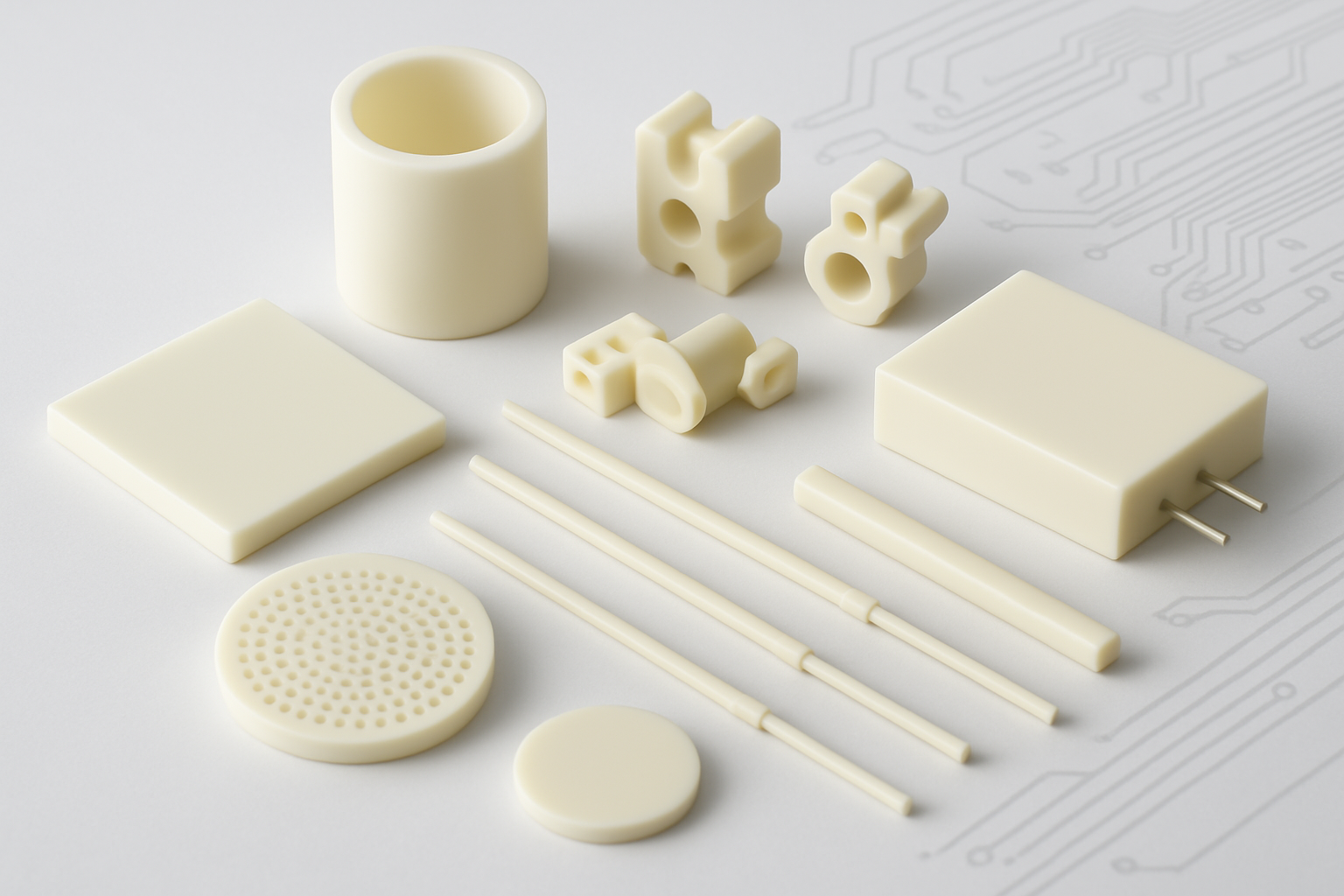 Zirconia components used in modern electronic applications, including sensors and circuit substrates