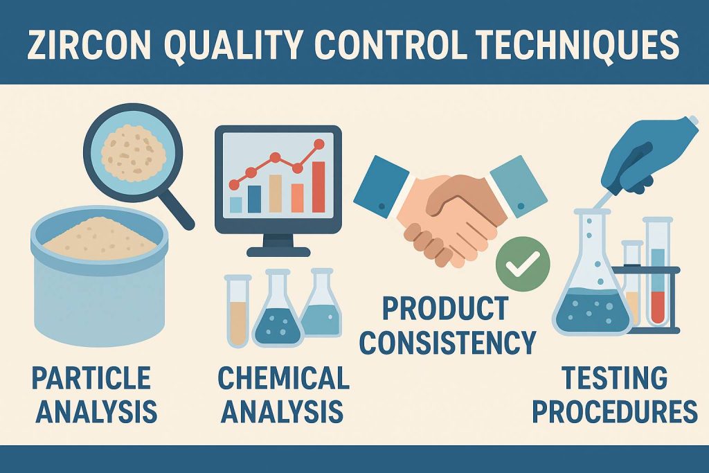 An infographic showcasing effective quality control methods in zircon powder production.