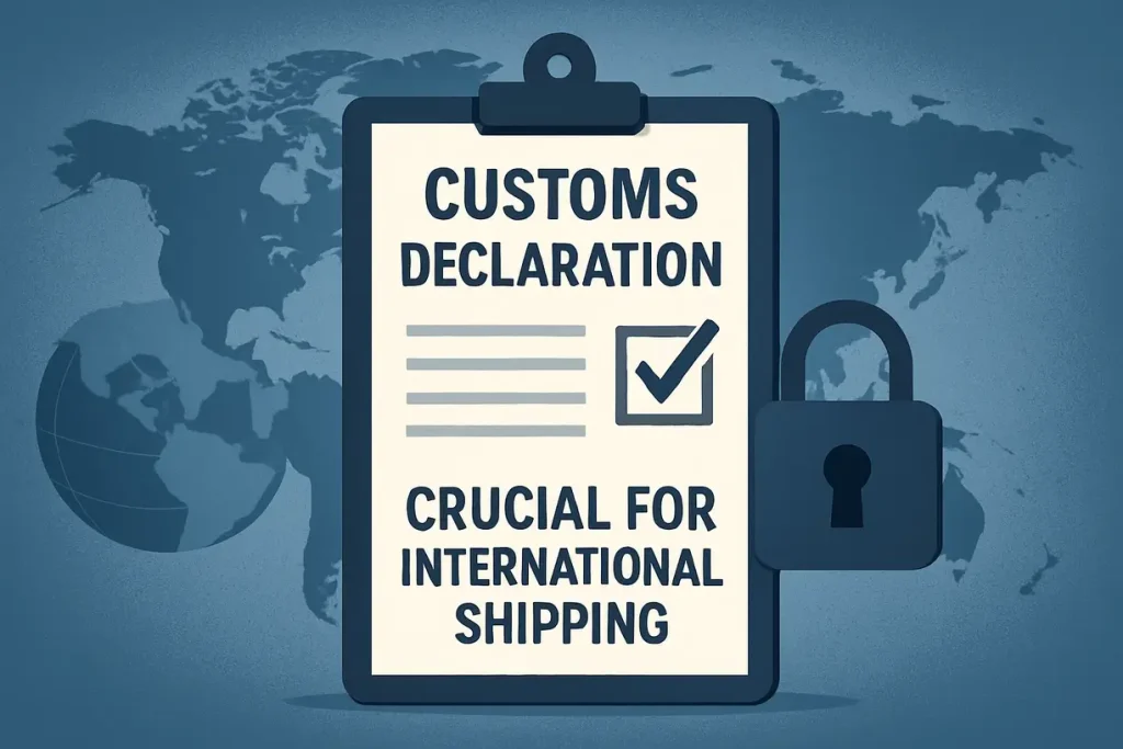 This image highlights the importance of customs declarations in international shipping.