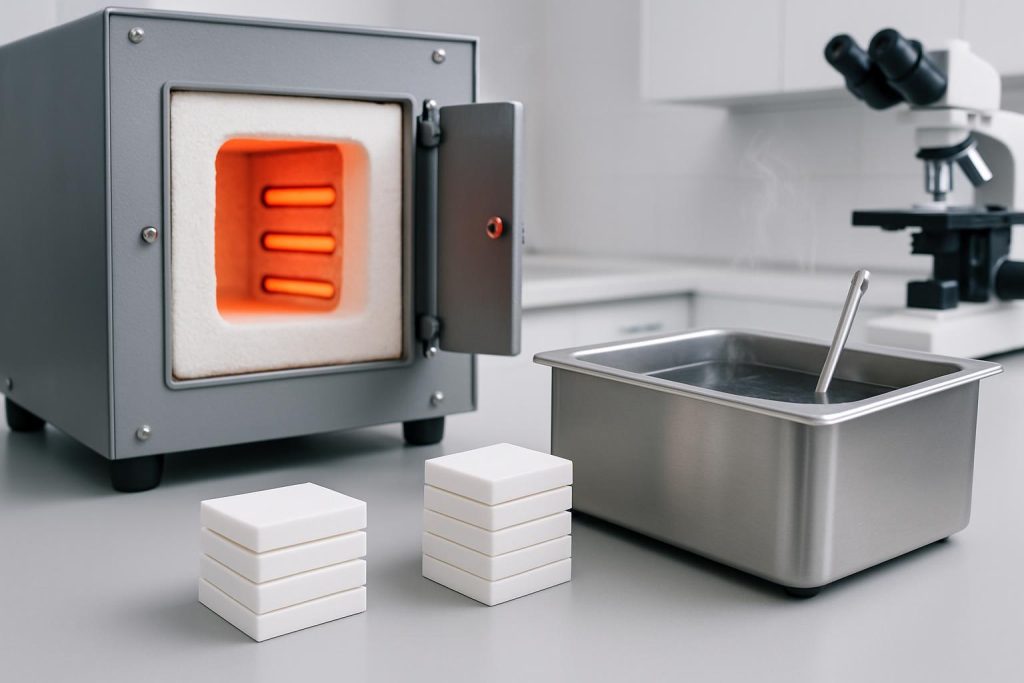 Thermal shock testing equipment with zirconia samples