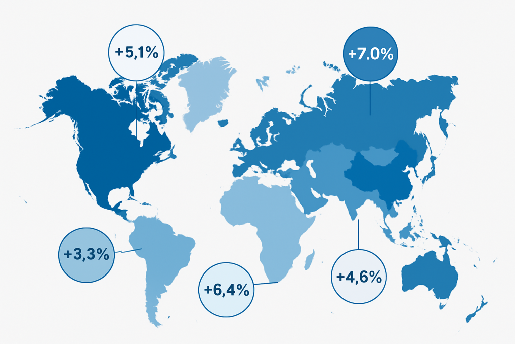 World map highlighting regional zirconium carbonate market growth rates and key application areas