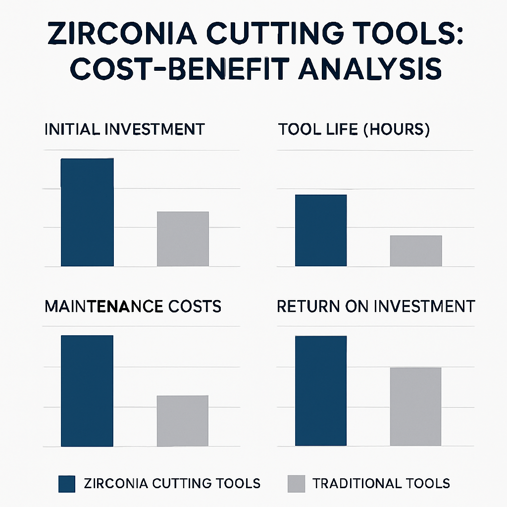Cost-benefit analysis comparing zirconia cutting tools with traditional tools across initial investment, tool life, maintenance costs, and return on investment
