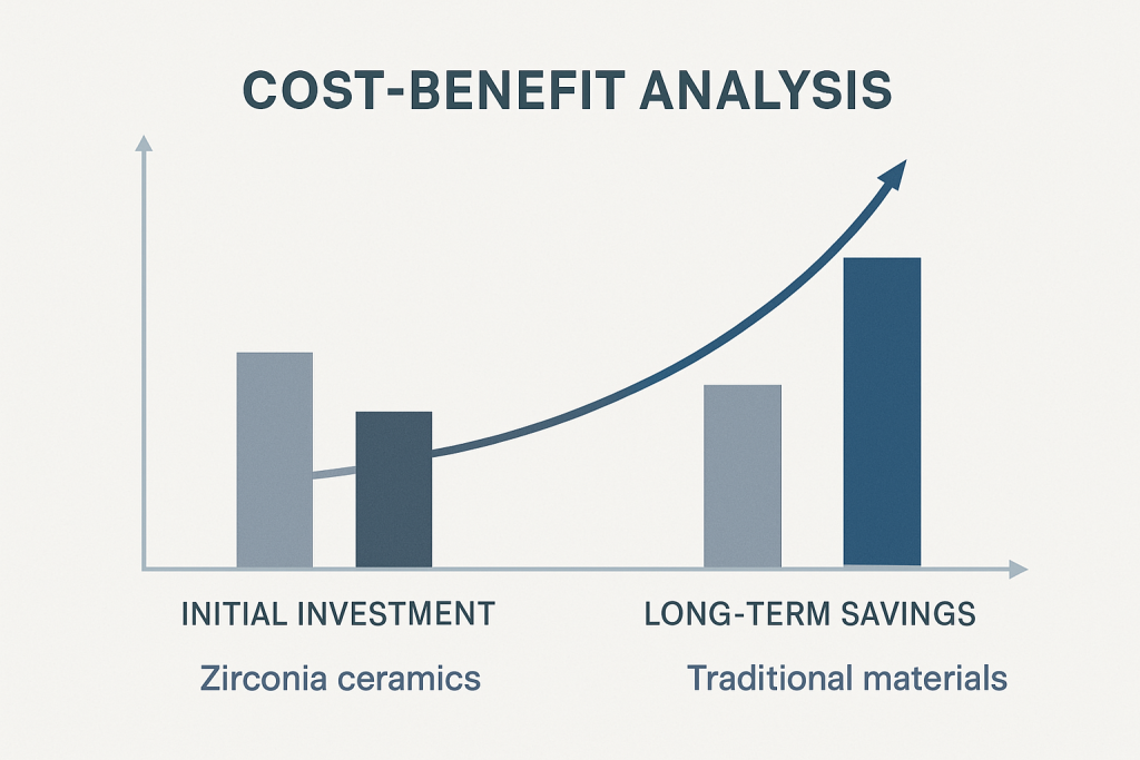 Cost-benefit analysis comparing zirconia ceramics to traditional materials
