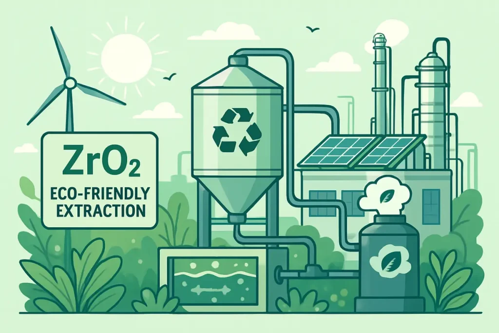 This image shows eco-friendly extraction processes, highlighting sustainability in zirconia production.