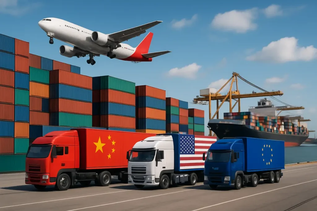This image illustrates the concept of international trade regulations, crucial for businesses dealing with zirconia powder.