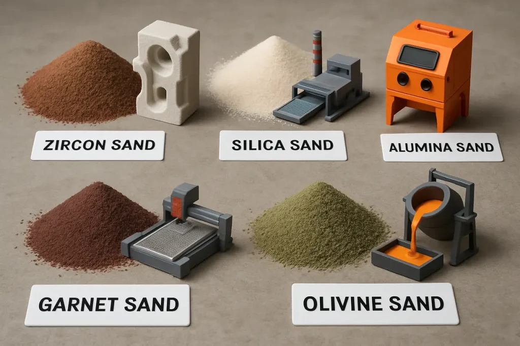 Comparison of different types of industrial sands in a production setting