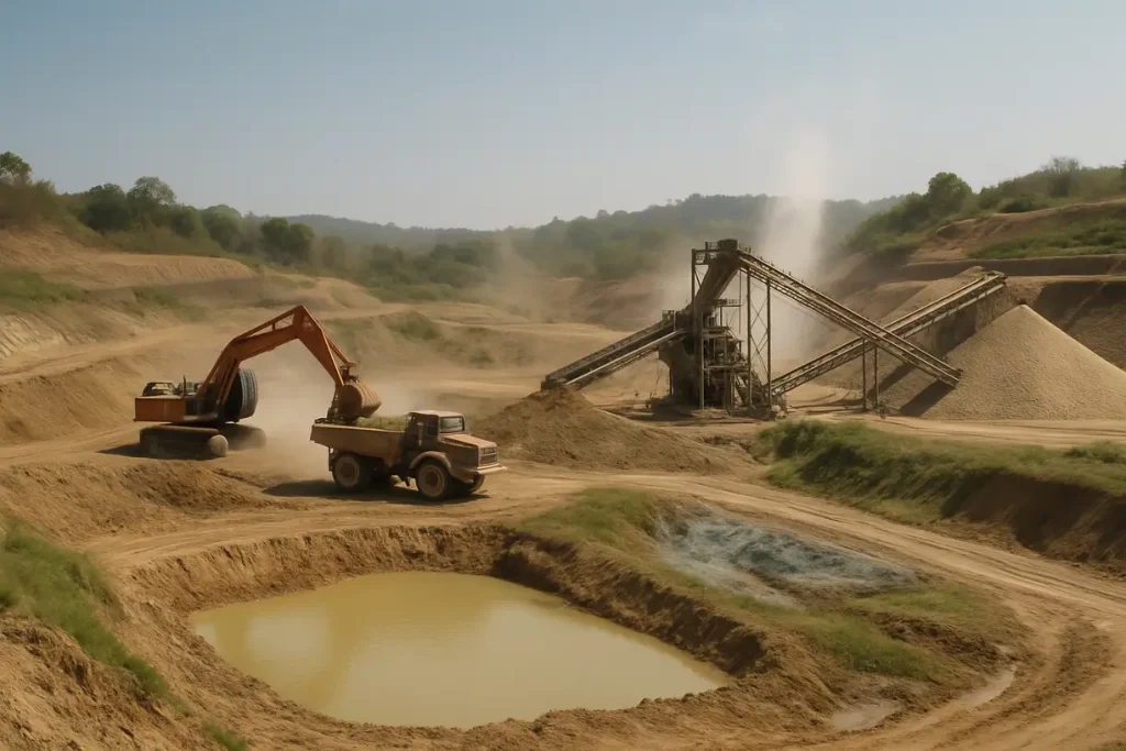 This image shows the environmental considerations of zirconium mining and processing.