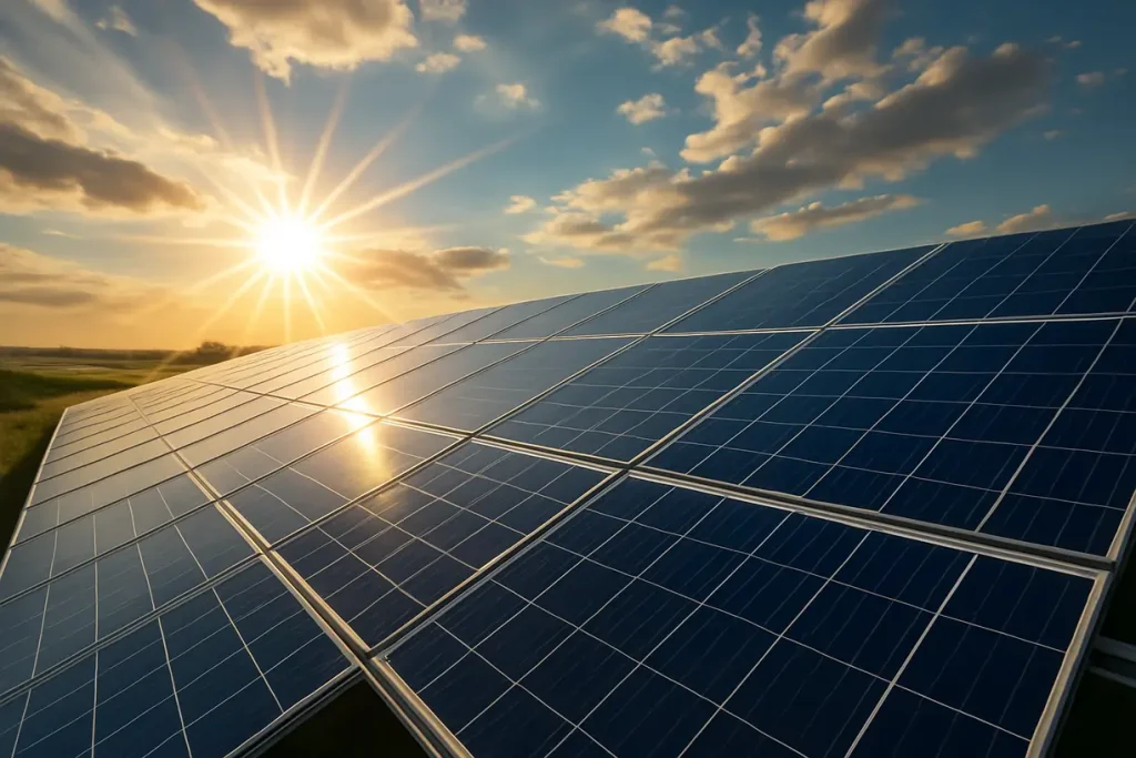 Solar panels in sunlight