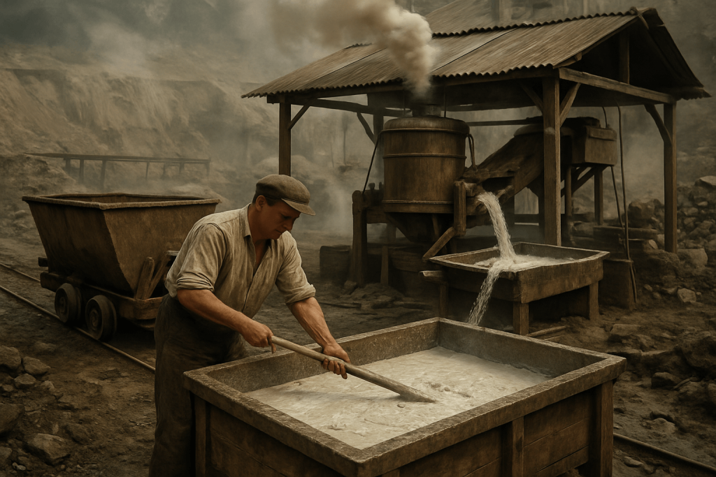 Illustration depicting traditional zirconia extraction techniques, highlighting their processes and challenges.