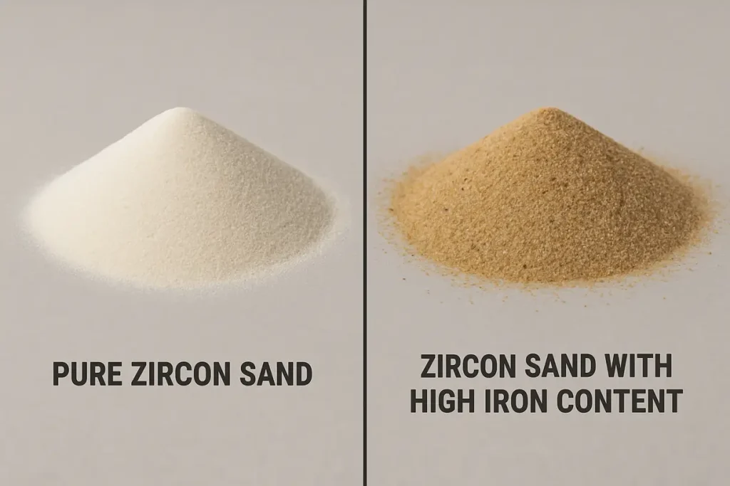 Iron impurities in zircon sand