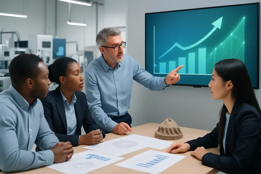 The image represents expert consultations and case study highlights to support zircon sand's advantages in manufacturing.