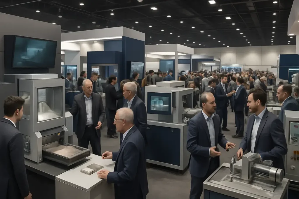 This image captures an industry event showcasing innovations in zirconium silicate processing.