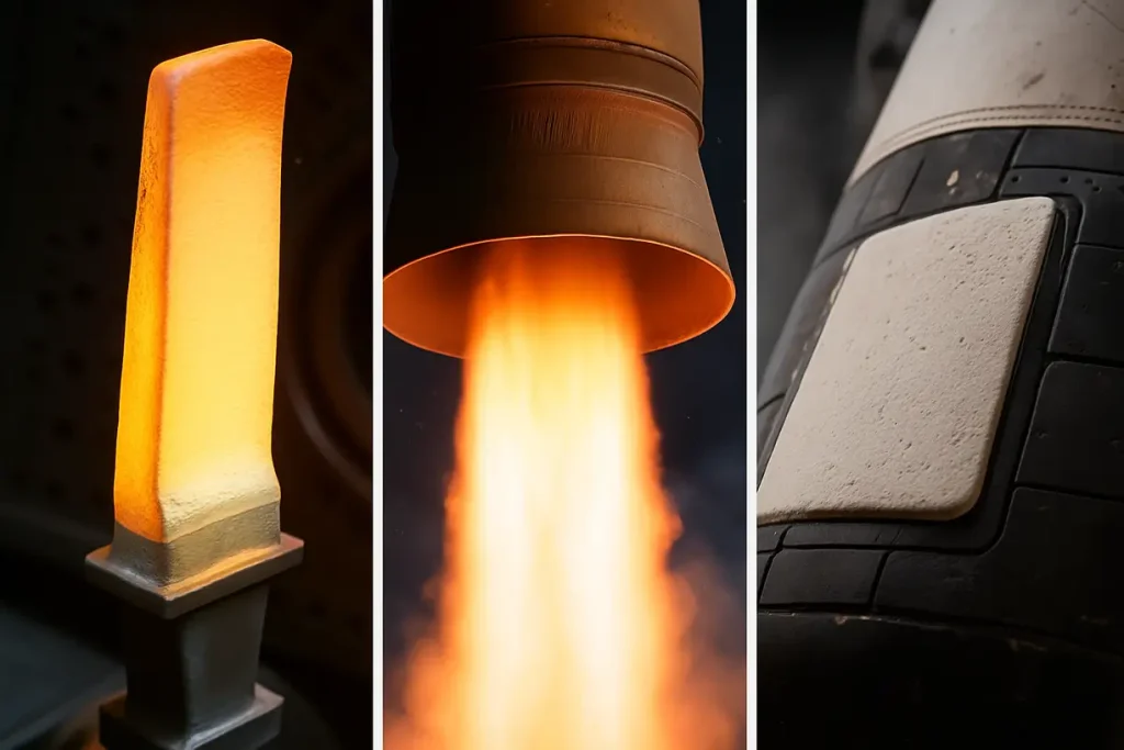 This image represents how zirconia powder is used in high-temperature applications like aerospace engineering.