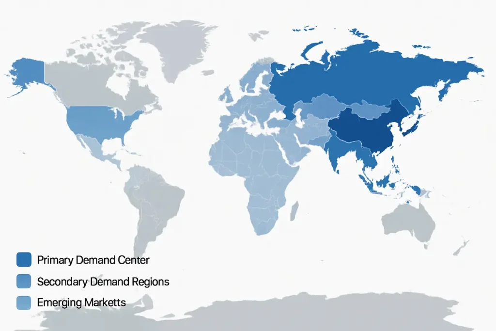 This image illustrates key regions that are leading in the demand for premium zirconia powder.
