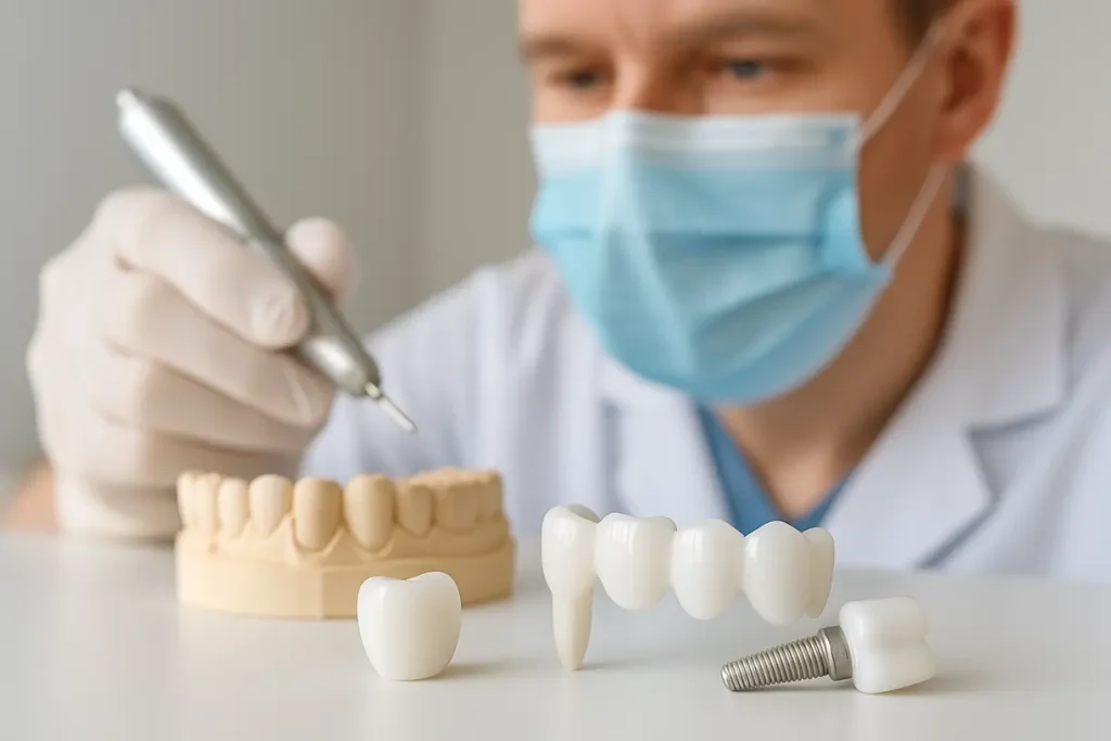 An image representing the dental applications of zirconia powder ceramics.