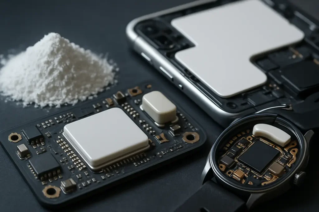 This image depicts the applications of zirconia powder in electronics, providing visual insight into its usage.