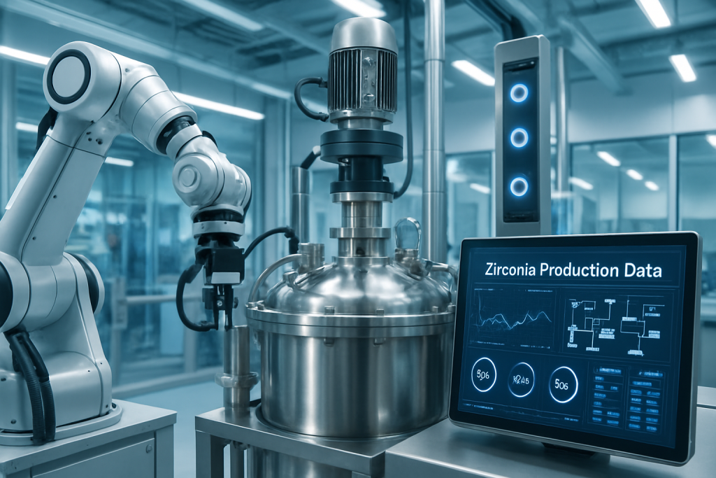 This image illustrates the advanced technology used in zirconia powder production, highlighting efficiency and innovation.