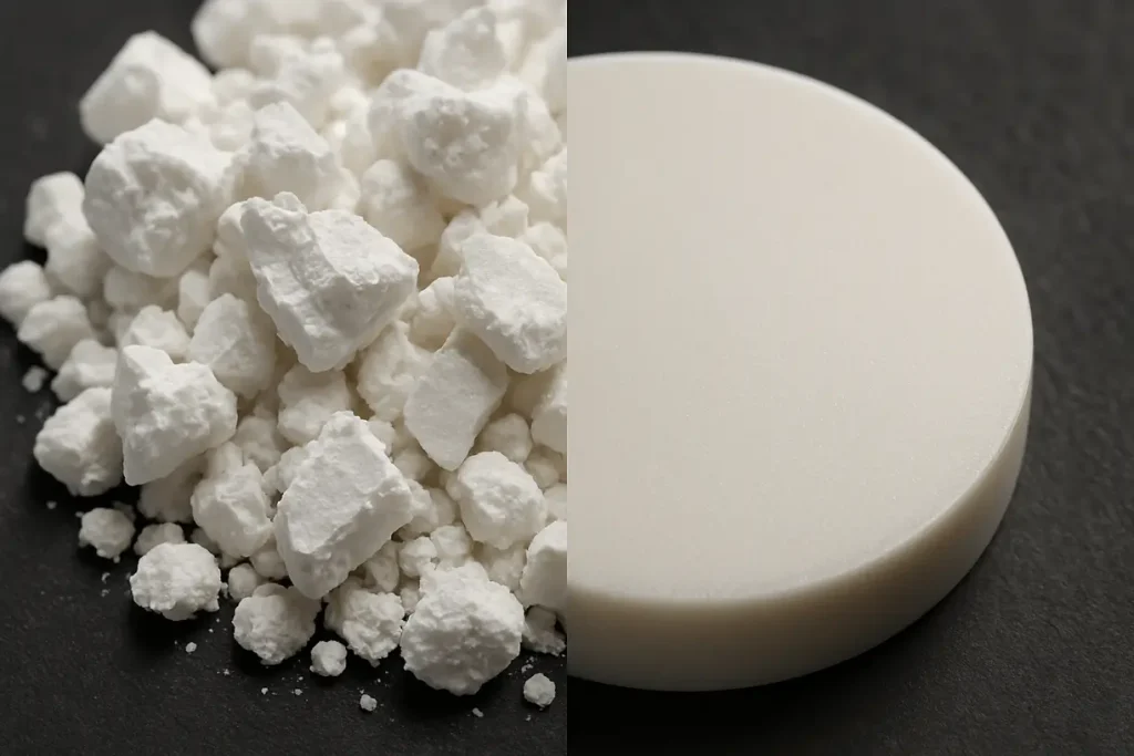 This image depicts the stabilization process of zirconia, showcasing its enhanced properties.