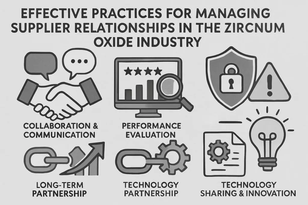 This image illustrates effective practices for managing supplier relationships in the zirconia industry.