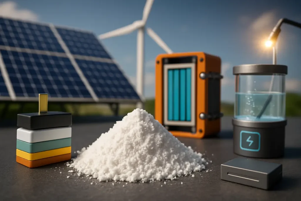 This image illustrates the critical role zirconia powder plays in sustainable energy systems.
