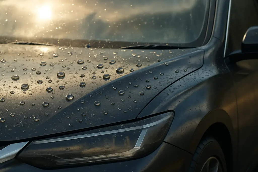The image showcases zirconium silicate used in automotive coatings, highlighting its role in enhancing vehicle durability.