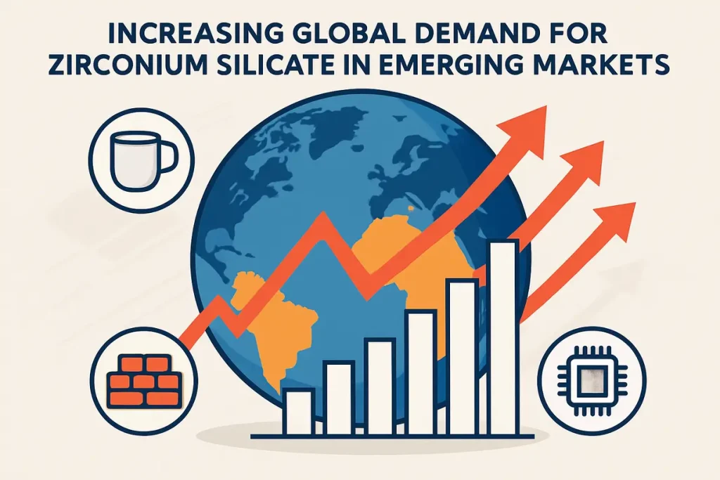 This image illustrates the growing global demand for zirconium silicate in emerging markets.