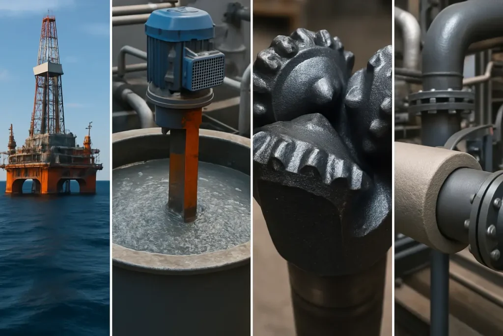 This image illustrates the various applications of zirconium silicate in the oil and gas industry, showcasing its versatility and effectiveness.