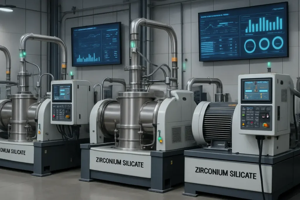 This image shows advanced processing equipment used in zirconium silicate production.