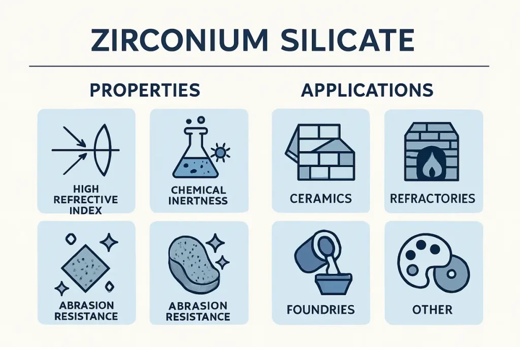 Zirconium silicate properties and applications in industries