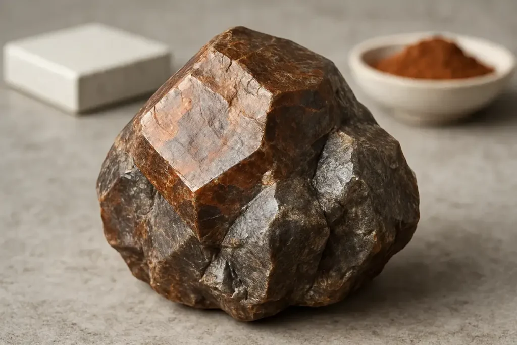 This image depicts zirconium silicate in its raw form, highlighting its mineral characteristics and versatility in applications.