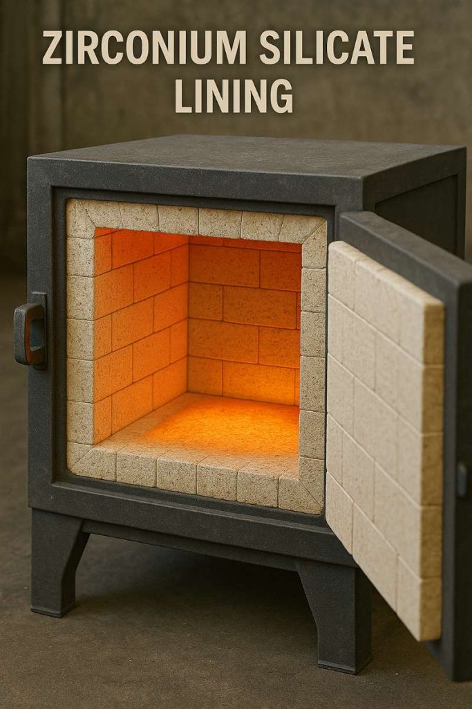 High-temperature furnace with zirconium silicate lining