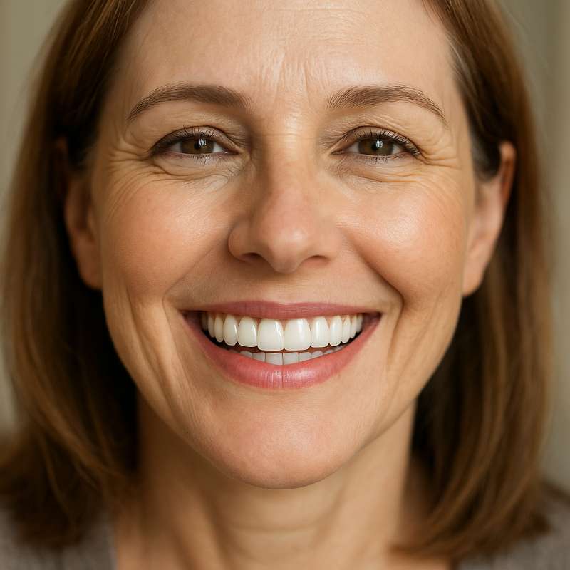 Patient smiling with zirconium silicate dental crown