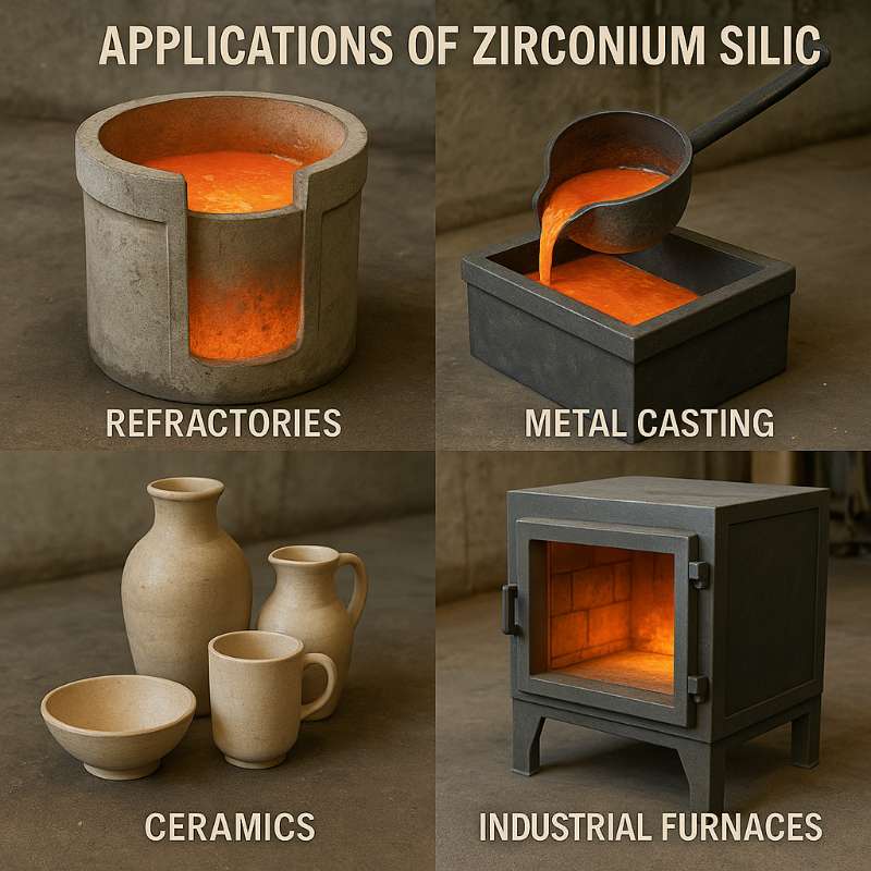 Zirconium silicate powder used in industrial applications